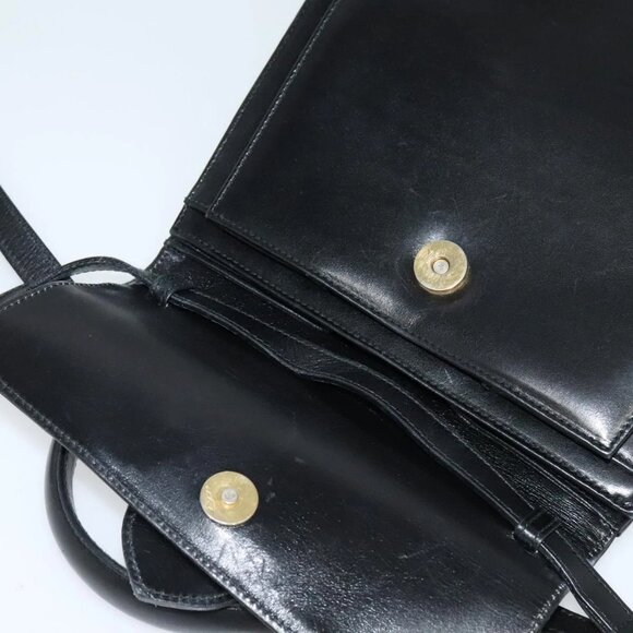 Salvatore Ferragamo Hand Bag Leather 2way Black Gold Auth BD1103 - Picture 11 of 16